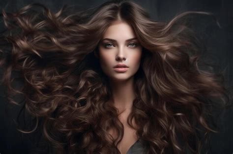 Premium AI Image Beautiful Model Girl With Long Wavy And Shiny Hair Brunette Woman With Curly