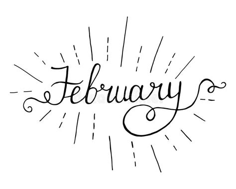 February. Hand Lettering Vintage Quote Stock Vector - Illustration of ...