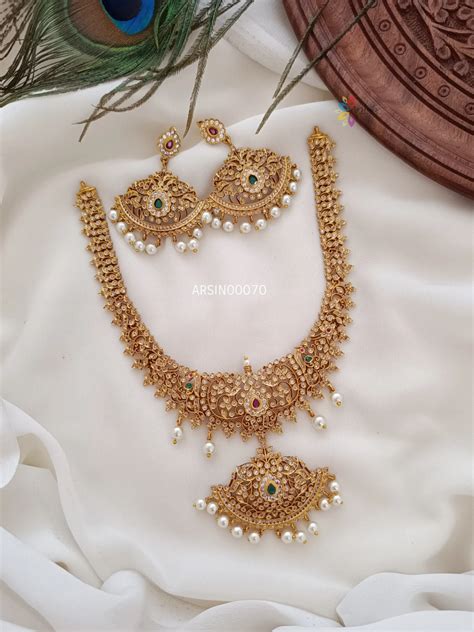 Heavy Matte Peacock Ad Necklace Arshis Buy Traditional And Fashion