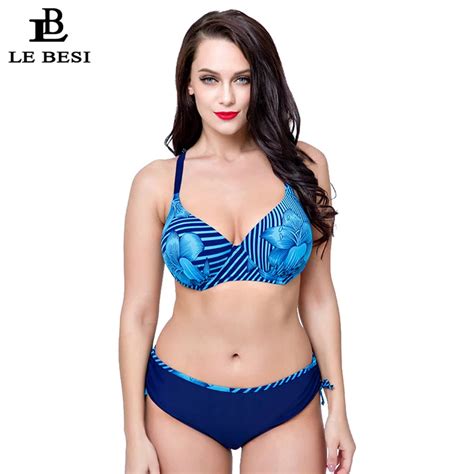 Lebesi Large Size Bikinis Set Russia Women S Swimsuit Floral Print Plus Size Bikini Vintage