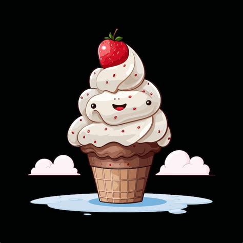 Una ilustración de vector de helado de dibujos animados lindo Vector