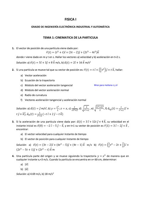 Problemas Tema Ejercicios De Cinematica Fisica I Grado De