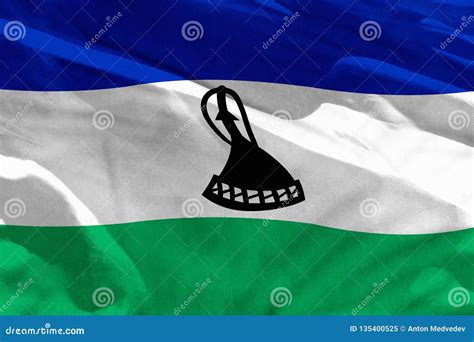 Waving Lesotho Flag For Using As Texture Or Background The Flag Is