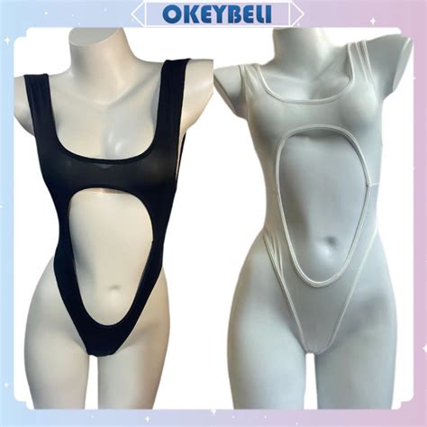 Jual OKEY BELIBT Lingerie Wanita Bahan Lace Seksi Bodysuit Tanpa Lengan Lingeri Open