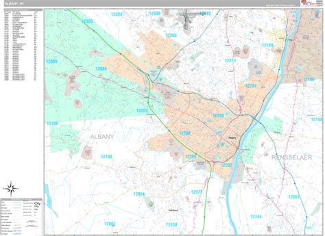 albany  york wall map premium style  marketmaps mapsales