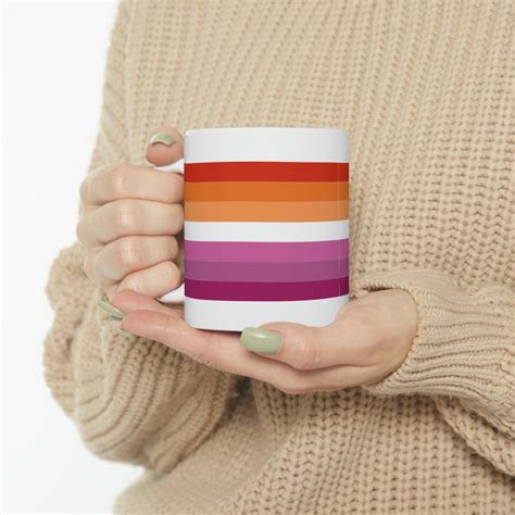 Lesbian Pride Flag White Ceramic Mug Oz Etsy