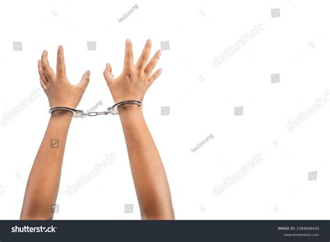 Human Hand Handcuff Hand Gesture Isolated Stock Photo 2384608435