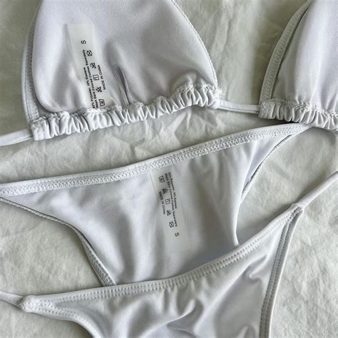 White Bikini Set Including Matching Mesh Trousers Depop