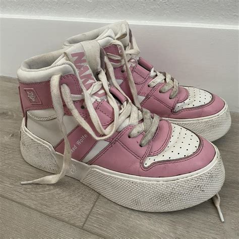 Naked Wolfe Women S Pink Trainers Depop