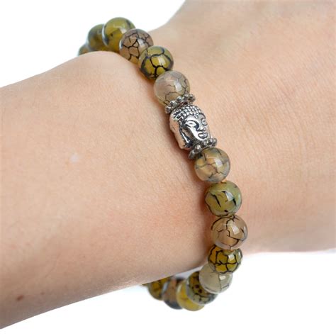 Buy Gemstone Bracelet Agate Dragon Veins With Buddha Online Spiru