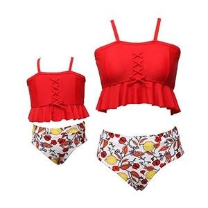 Wangscanis Costume Da Bagno Per Madre E Figlia Bikini Set Pezzi Crop Top Senza Maniche Off