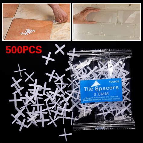 500pcs Tile Spacer Cross Plastic 2mm Tiling Ceramic Tilers Plumber