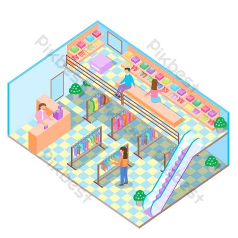 drawing cartoon flat supermarket full view original elements | AI PNG ...