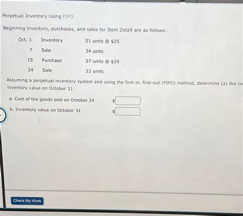 Solved Perpetual Inventory Using Fifo Beginning Solutioninn