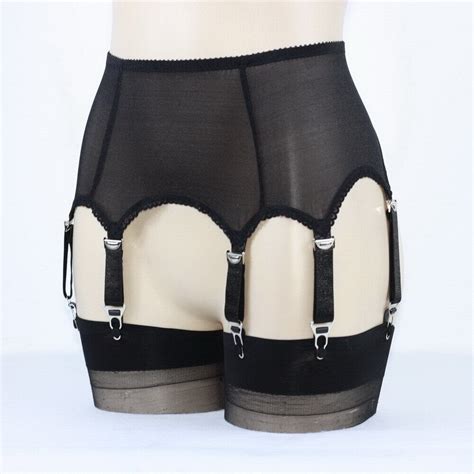 Luxallacki Sheer Mesh 6 Straps Garter Belt With Metal Clips For Women Lingerie EBay
