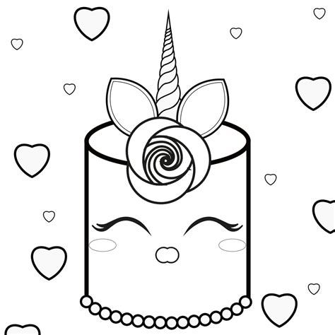 Printable Unicorn Cake coloring page - Download, Print or Color Online for Free