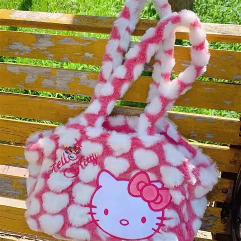 Hello Kitty Inspired Pink Plush Tote Handbag Purse