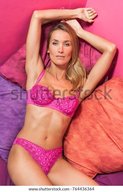 Sexy Woman Lying Pink Lingerie Stock Photo Shutterstock