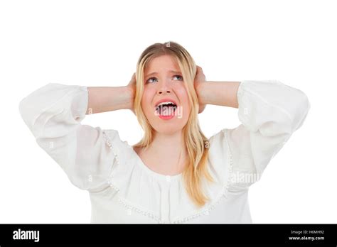 Beautiful blonde girl scream Banque de photographies et dimages à haute résolution Page Alamy