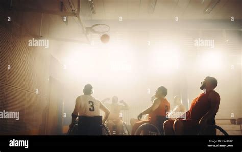 Wheelchair Basketball Game Professional Players Competing Passing