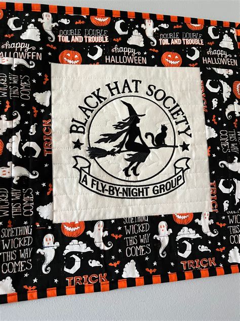 Halloween Quilts Halloween Cat Hanging Witch Toil And Trouble Wall