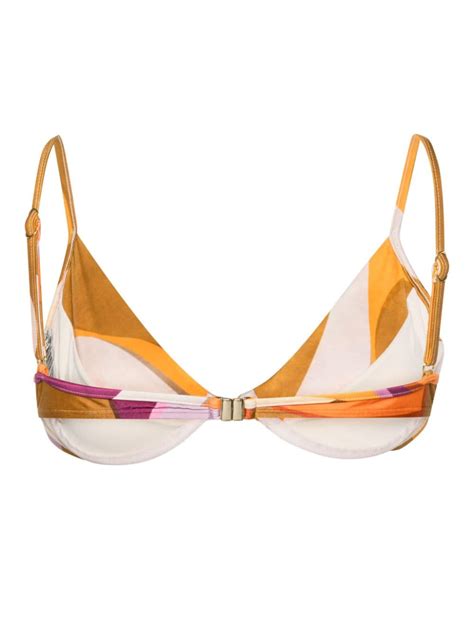 Raquel Diniz Abstract Print Bikini Top In Neutrals ModeSens