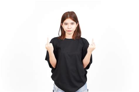 Premium Photo Showing Fuck Finger Sign Of Beautiful Asian Woman Isolated On White Background