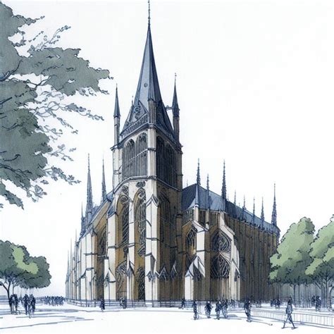 Premium Ai Image Architectural Sketch Of A Notre Dame Du Hau