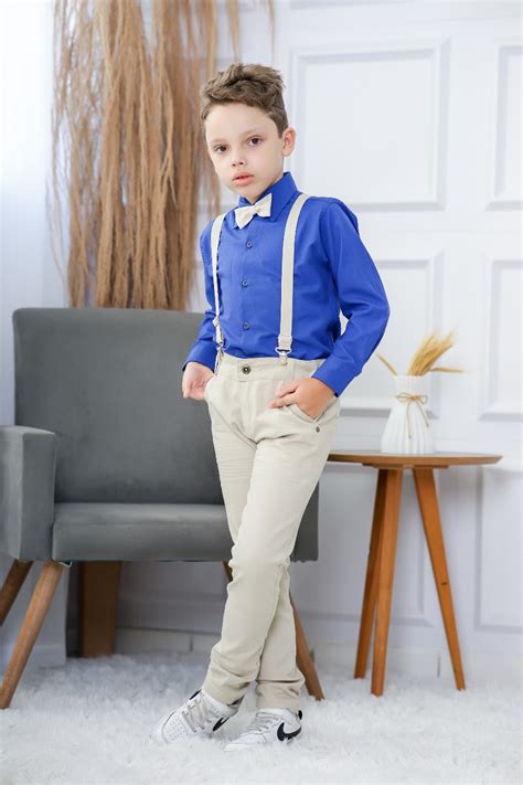Cal A Nude Camisa Manga Longa Azul Royal E Kit Gravata E Suspens Rio Infantil Lojinha Da