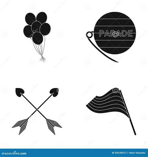 Bolas Desfile Gay Flechas Bandera Los Iconos De La Colección De Gayset En Estilo Negro Vector