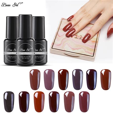 Beau Gel 8ml Coffee Brown Color Series Nail Gel Polish Soak Off Uv Led Lamp Chocolate Nail Art