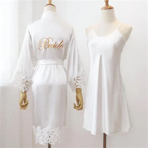 Sexy Women Home Dressing Gown Intimate Lingerie Lace Bride Wedding Robe Set Nightwear Casual