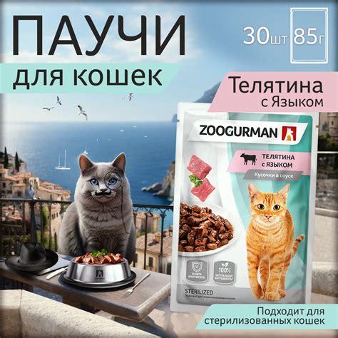 Паучи Зоогурман ПРЕМИУМ влажный корм для кошек всех пород, Телятина с ...