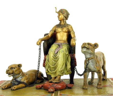 Erotic Nude Pharaoh With Lionesses Bergmann Carpet Bronze
