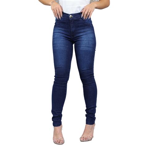 Calça Jeans Feminina Skinny Cintura Alta Lycra Levanta Bumbum Hot Pants Shopee Brasil