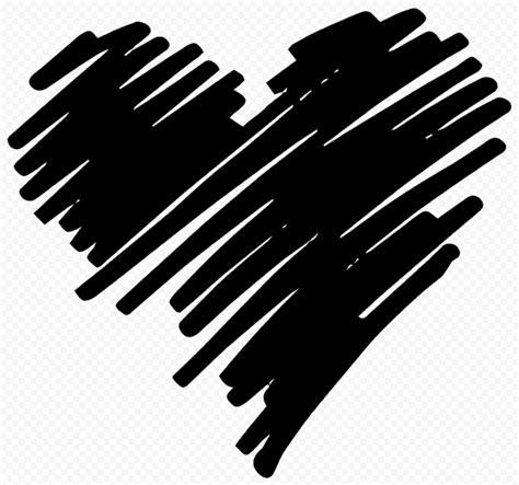 HD Black Heart Pen Sketch Art PNG Citypng