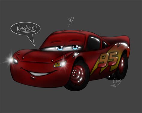 pixar cars lightning mcqueen fan art colored  clmartwork  deviantart