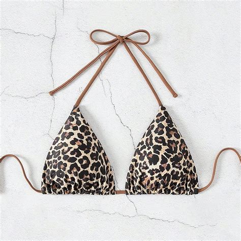 Generic 2025 New Lace Up Leopard Print Sexy Bikini Single Blouse Beach Hot Spring Swimsuit Women