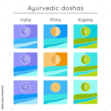 Ayurveda Vector Illustration Ayurvedic Elements Set Of Flat Icons