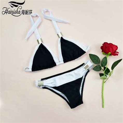 Hainisha 2018 nueva sexy bikini bañadores mujeres Halter biquini