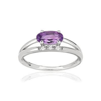 Bague Or Blanc Amethyste Ovale Et Diamants Maty