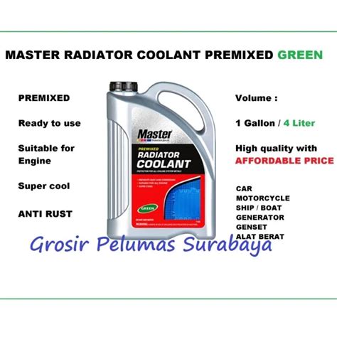 Master Cairan Air Radiator Water Coolant Premixed Galon 4 Liter 4liter