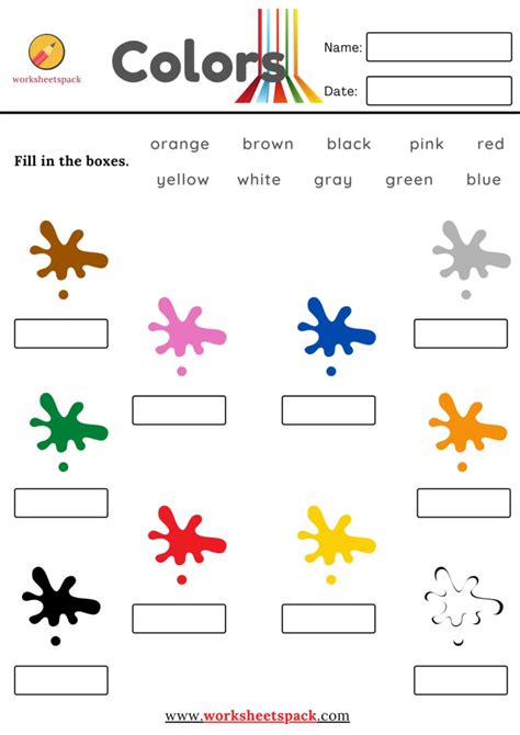 colors worksheets pack worksheetspack