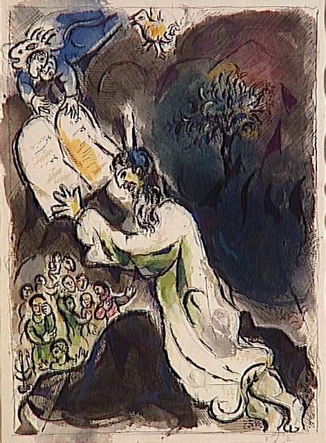 Moses received the Tablets of Law 马克夏加尔Marc Chagall作品 无水印高清大图 麦田艺术