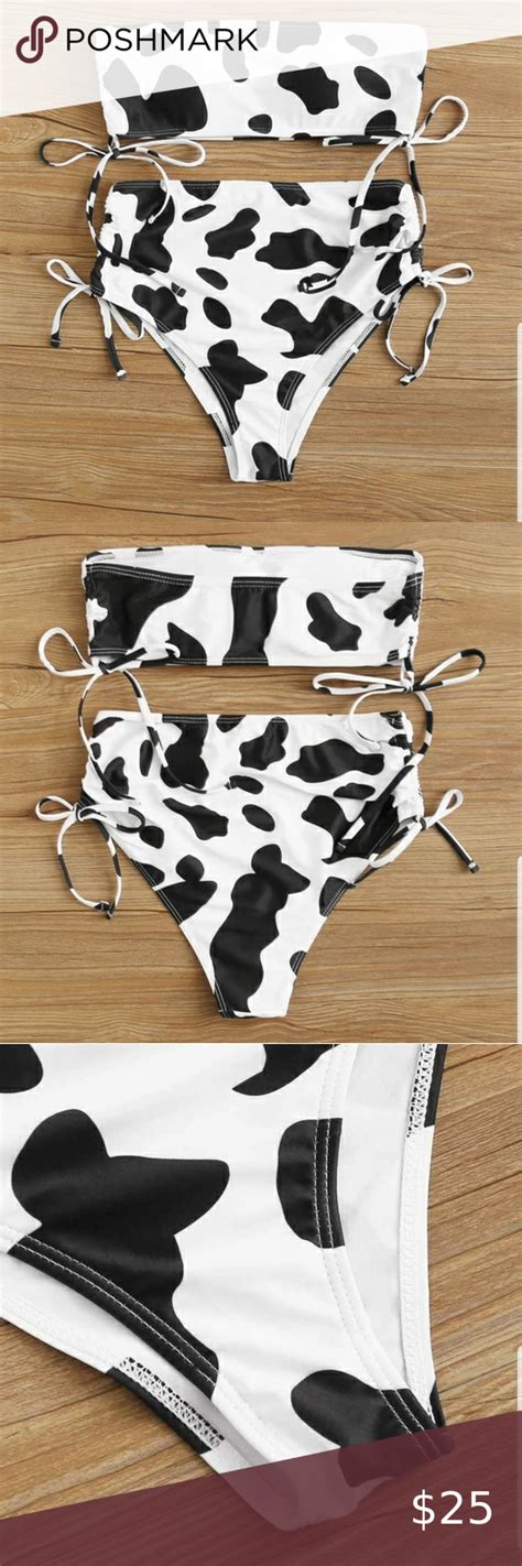 Sold Out New Cow Print 2 Pc Bikini Bikinis Printed Bandeau Cow Print