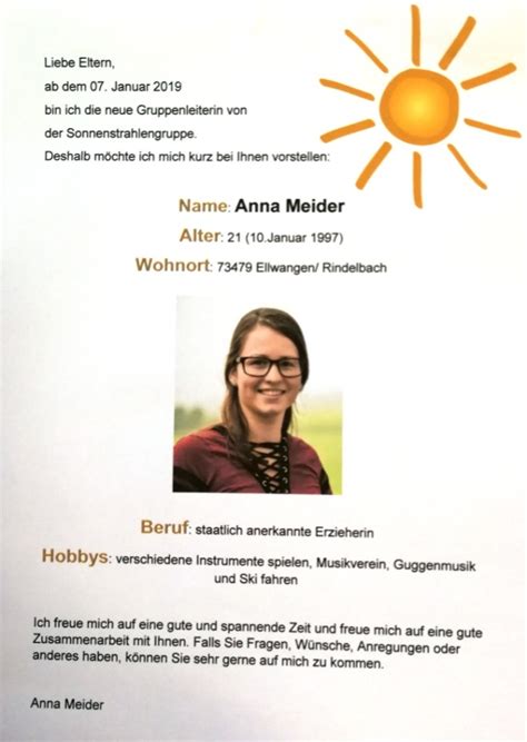 Steckbrief Neue Erzieherin Für Eltern / Steckbrief Erzieherin Vorlage