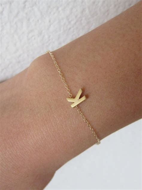 Gold Filled Chain Initials Bracelet Tiny Initial Bracelet Etsy