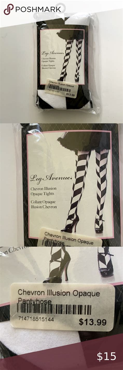 Leg Avenuechevron Illusionopaque Tights Pantyhose Black And White