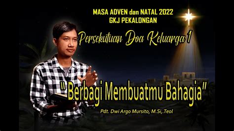 Masa MAN GKJ Pekalongan 2022 Persekutuan Doa Keluarga YouTube