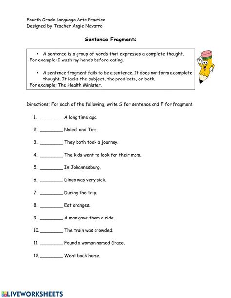 Sentences And Fragments Worksheets Englishlinx